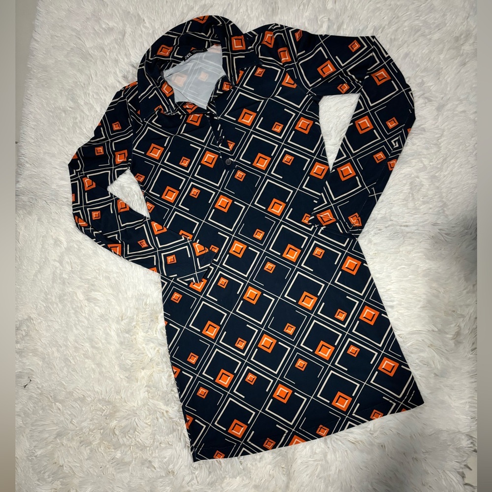 Zara Women's Orange and Blue Mini Dress Size S